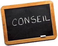 Ardoise avec mot Conseil