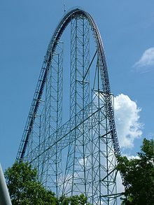 Montagne russe dans parc d'attraction